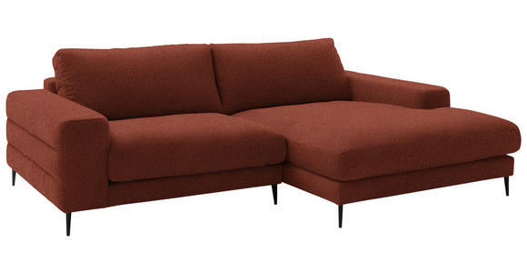 ECKSOFA  in Flachgewebe Rostfarben  253/177 cm  - Rostfarben/Schwarz, Design, Textil/Metall (253/177cm) - Dieter Knoll