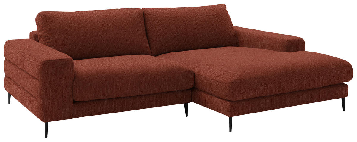 ECKSOFA in Flachgewebe Rostfarben  253/177 cm  - Rostfarben/Schwarz, Design, Textil/Metall (253/177cm) - Dieter Knoll