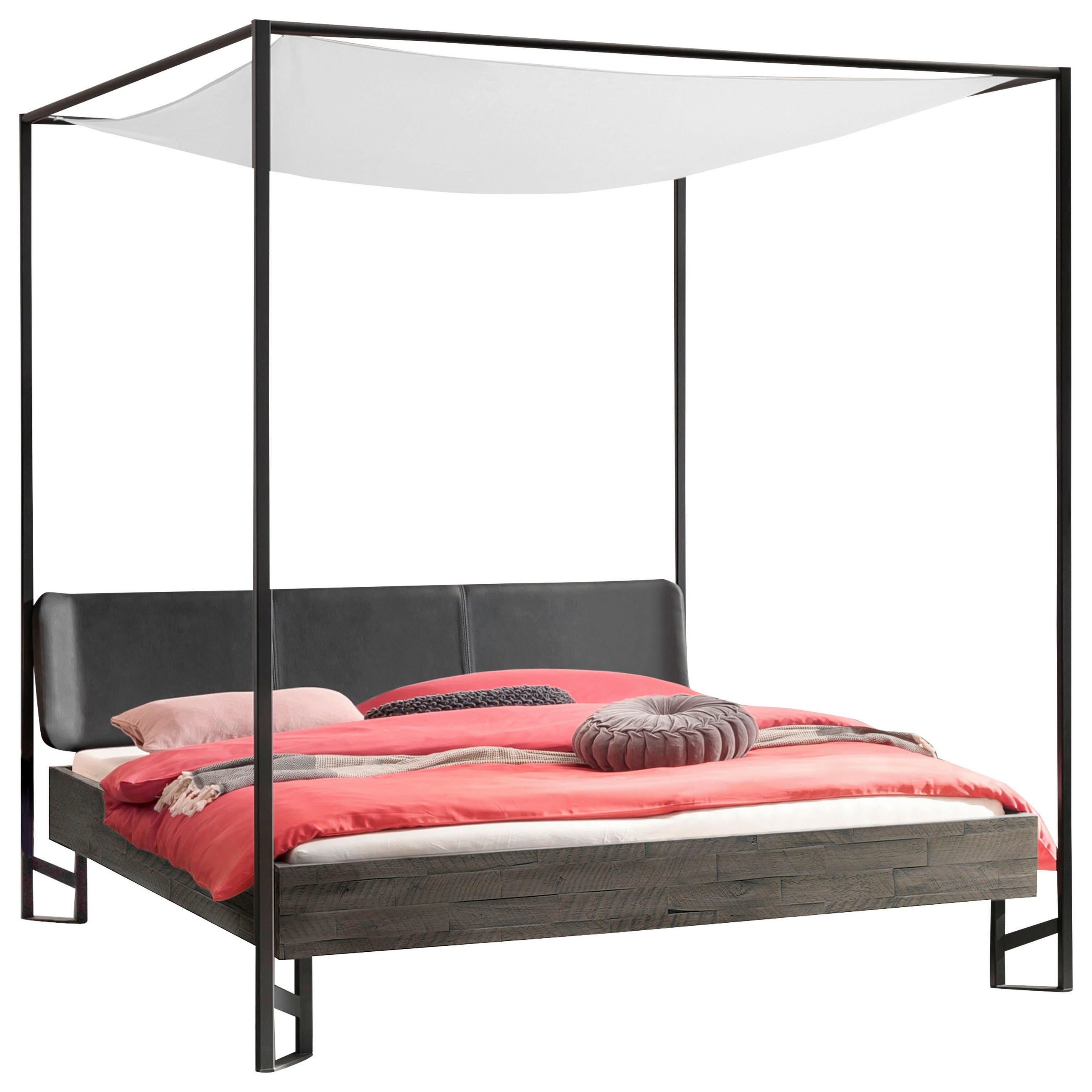 HIMMELBETT 140/200 cm  Anthrazit, Akaziefarben, Dunkelgrau   - Dunkelgrau/Anthrazit, Natur, Holz/Textil (140/200cm) - Hasena