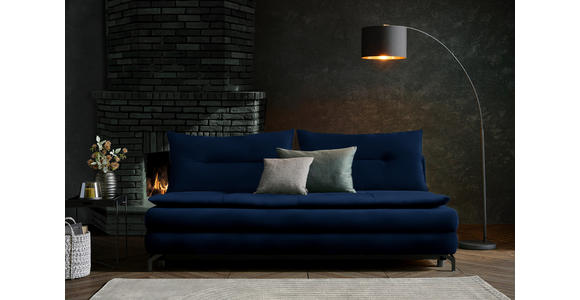 SCHLAFSOFA in Flachgewebe Dunkelblau - Schwarz/Dunkelblau, MODERN, Textil/Metall (208/73/92/102cm) - Novel