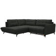 ECKSOFA in Flachgewebe, Leinenoptik Anthrazit  - Anthrazit/Schwarz, Design, Textil/Metall (208/247cm) - Xora