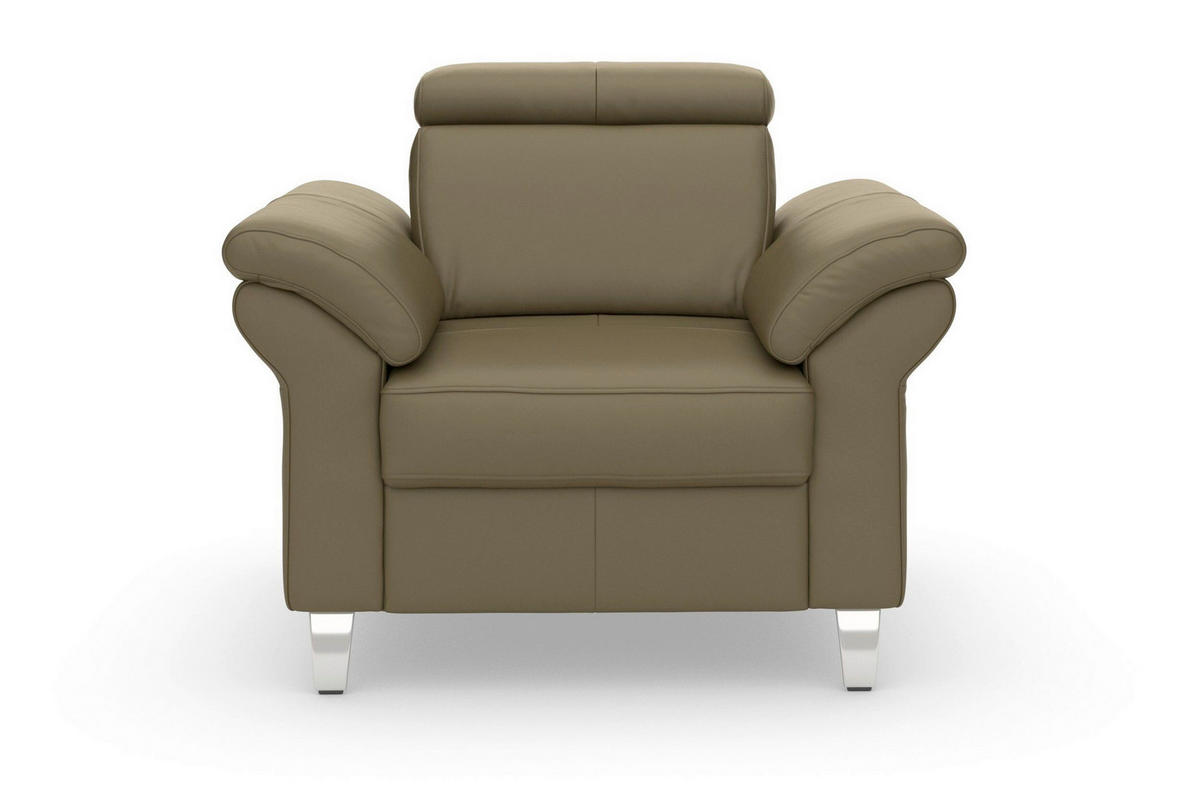 SESSEL in Echtleder Olivgrün  - Chromfarben/Olivgrün, Basics, Leder/Metall (101/84/93cm) - Sit & More