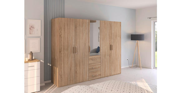 DREHTÜRENSCHRANK  in Sonoma Eiche  - Sonoma Eiche, Design, Glas/Holzwerkstoff (251/197/60cm) - Novel