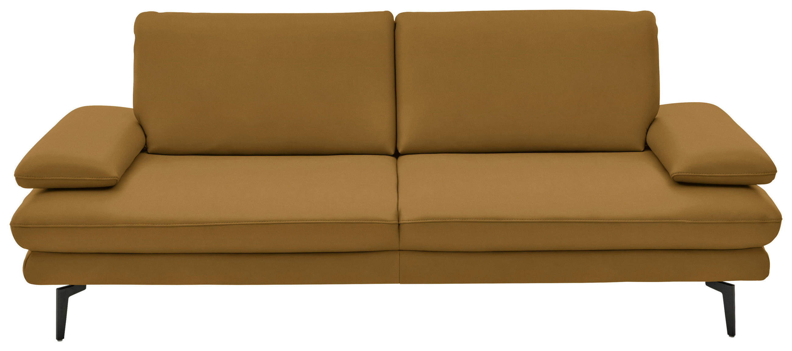 3-SITZER-SOFA in Leder Currygelb  - Currygelb/Schwarz, Design, Leder/Metall (222/86/104cm) - Dieter Knoll