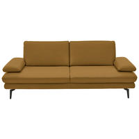 3-SITZER-SOFA in Leder Currygelb  - Currygelb/Schwarz, Design, Leder/Metall (222/86/104cm) - Dieter Knoll
