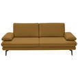 3-SITZER-SOFA in Leder Currygelb  - Currygelb/Schwarz, Design, Leder/Metall (222/86/104cm) - Dieter Knoll