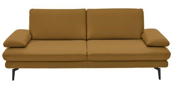 3-SITZER-SOFA in Leder Currygelb - Currygelb/Schwarz, Design, Leder/Metall (222/86/104cm) - Dieter Knoll