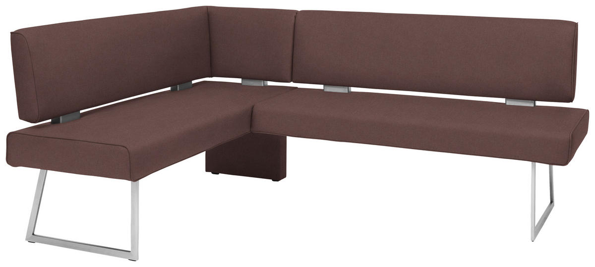 ECKBANK 160/173 cm  in Edelstahlfarben, Dunkelbraun  - Edelstahlfarben/Dunkelbraun, Design, Textil/Metall (160/173cm) - Dieter Knoll