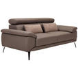 2-SITZER-SOFA Braun Echtleder  - Schwarz/Braun, Design, Leder/Metall (203/86-103/104cm) - Novel