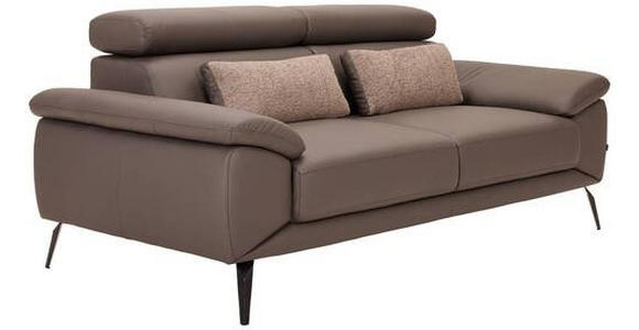 2-SITZER-SOFA Braun Echtleder  - Schwarz/Braun, Design, Leder/Metall (203/86-103/104cm) - Novel