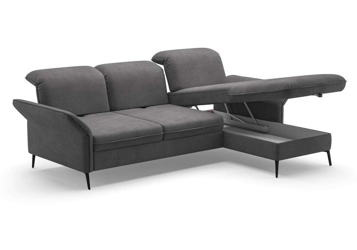 ECKSOFA in Flachgewebe Grau  - Schwarz/Grau, Konventionell, Textil/Metall (264/198cm) - Sit & More