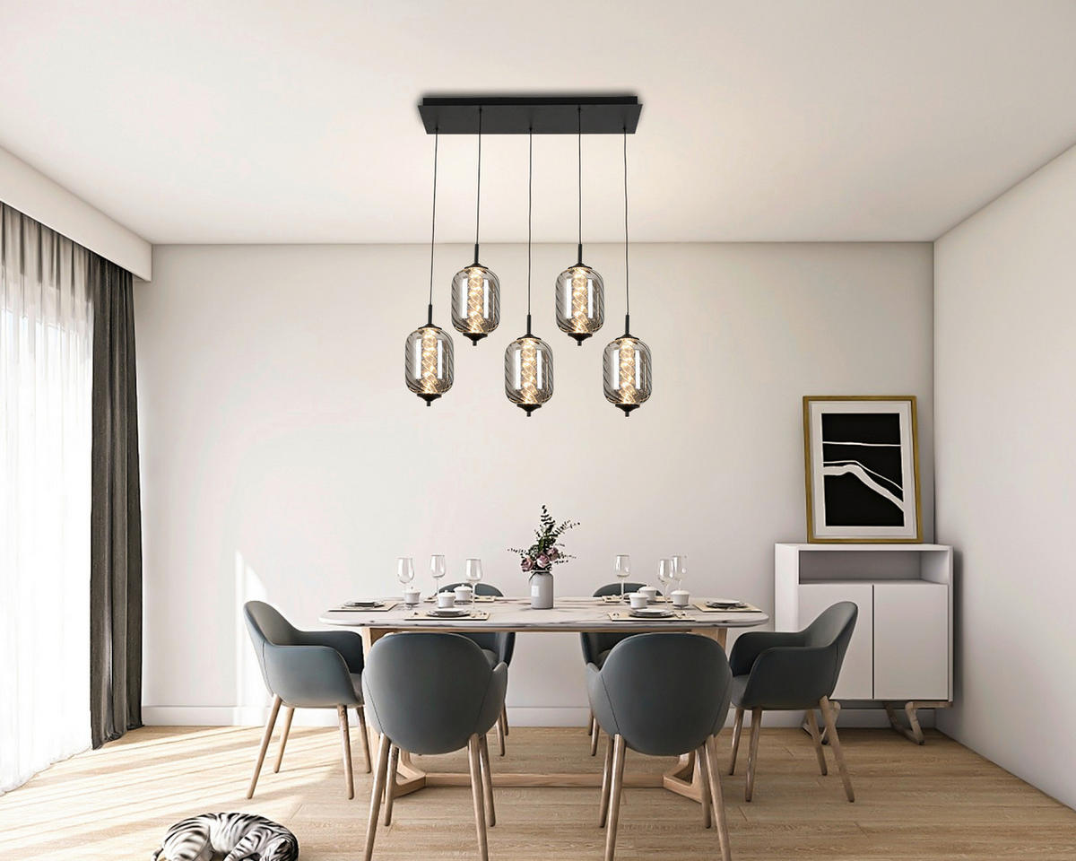 LED-HÄNGLAMPA 73/23/120 cm  - kromfärg/svart, Design, metall/glas (73/23/120cm) - Novel