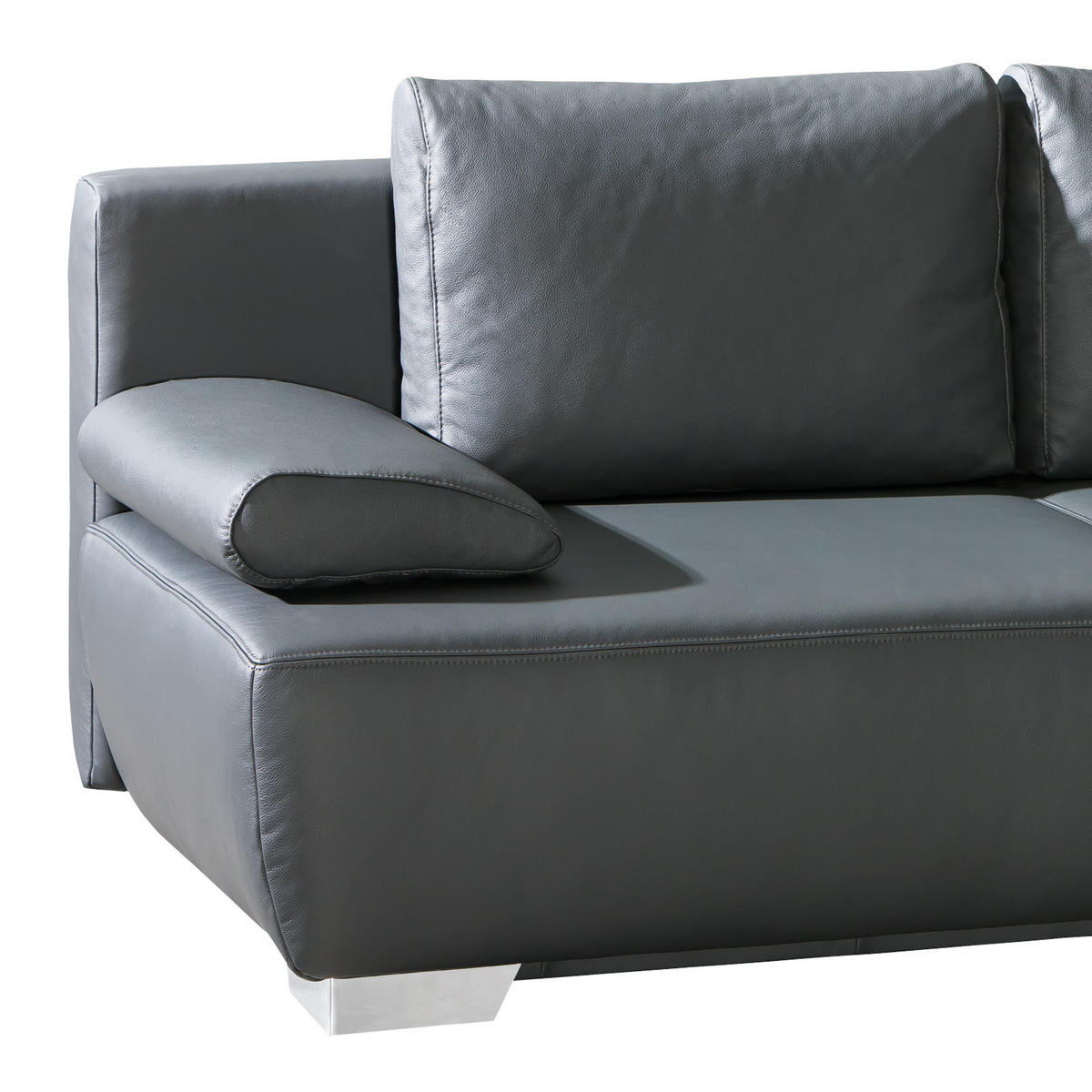 SCHLAFSOFA in Echtleder Anthrazit  - Chromfarben/Anthrazit, Konventionell, Leder/Metall (195/85/90cm) - Livetastic