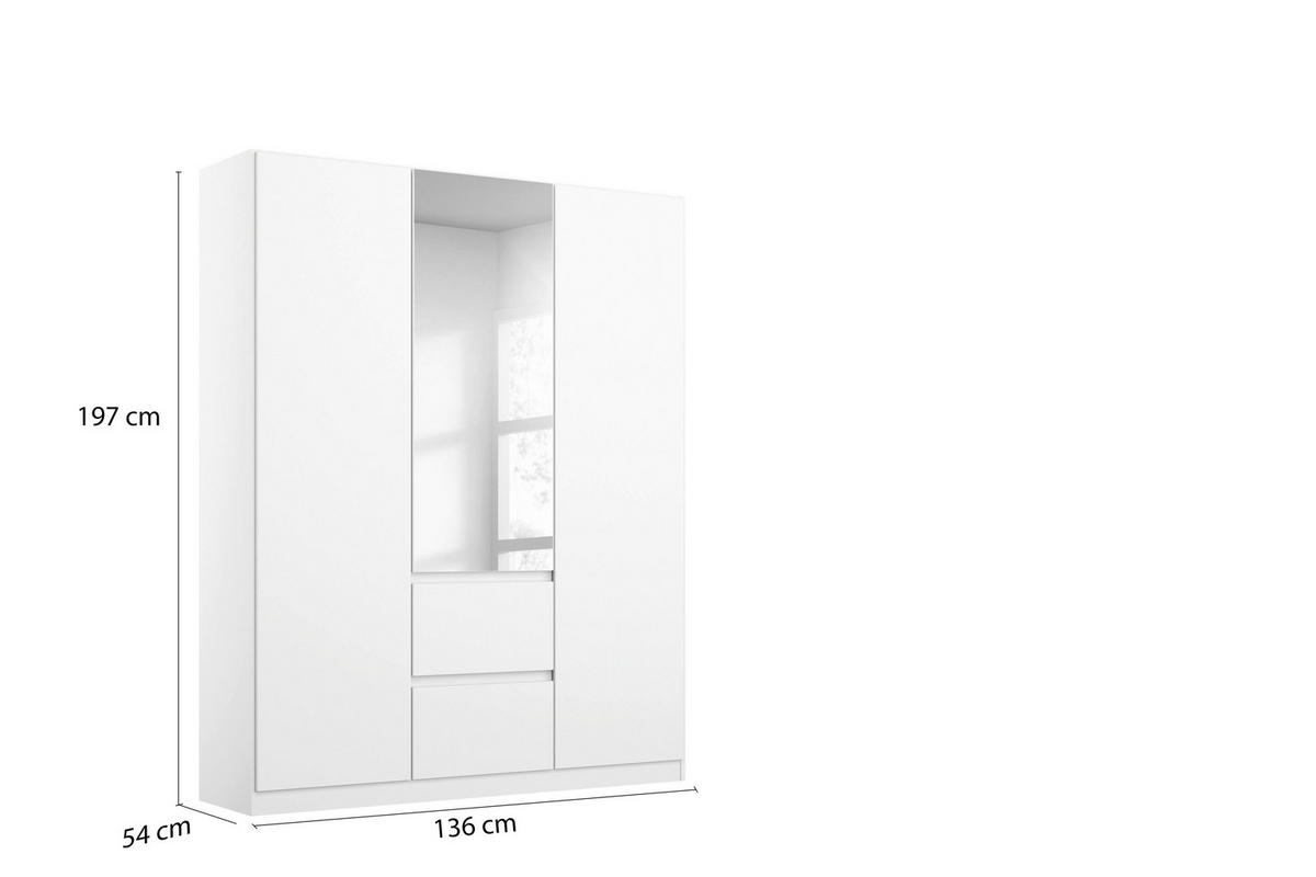Nidda B: 136 cm Weiß in Silberfarben, Weiss  - Weiss/Silberfarben, Basics, Holzwerkstoff (136/197/54cm) - Rauch Möbel