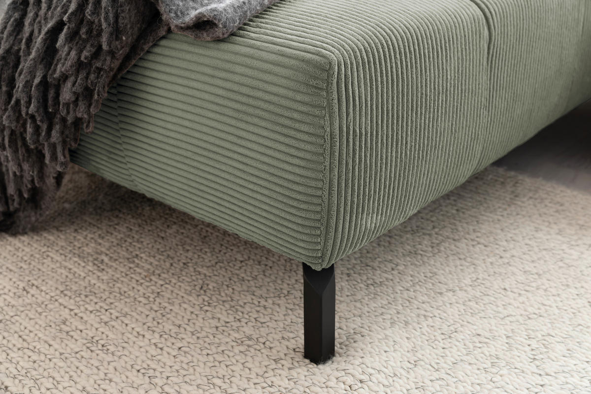 ECKSOFA in Cord Dunkelgrün  - Dunkelgrün/Schwarz, Design, Textil/Metall (216/321cm) - Hom`in