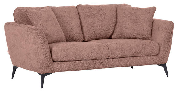 2-SITZER-SOFA in Chenille Altrosa  - Schwarz/Altrosa, KONVENTIONELL, Textil/Metall (190/70/98cm) - Carryhome