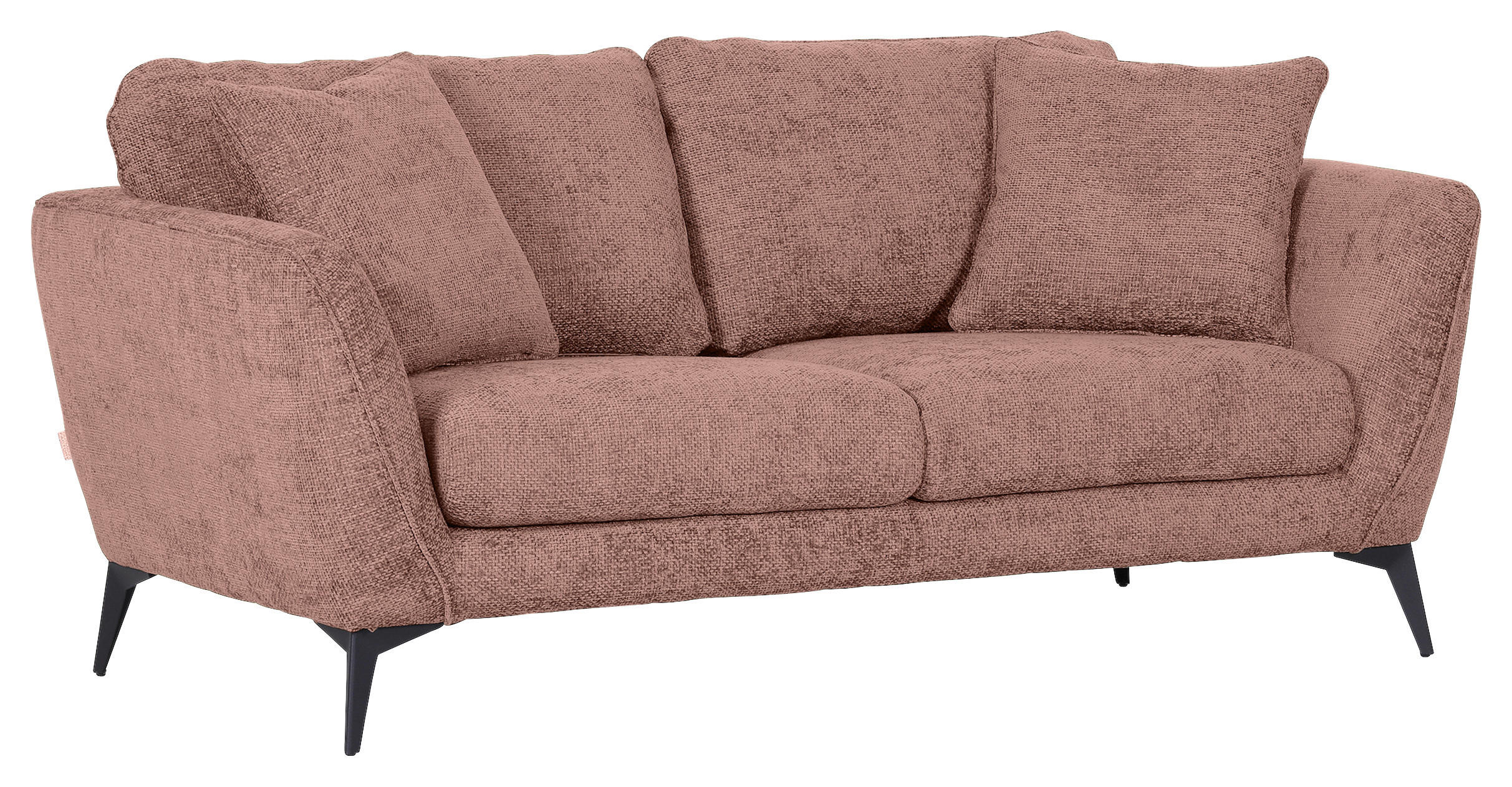 2-SITZER-SOFA in Chenille Altrosa  - Schwarz/Altrosa, Konventionell, Textil/Metall (190/70/98cm) - Carryhome