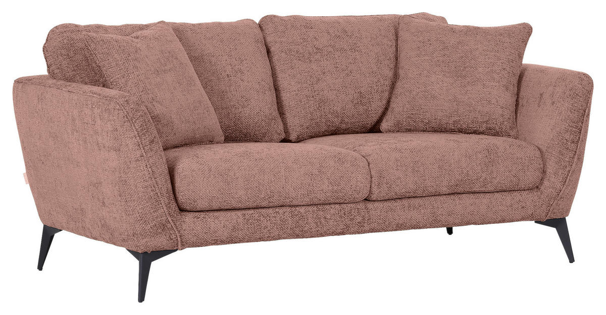 2-SITZER-SOFA in Chenille Altrosa  - Schwarz/Altrosa, Konventionell, Textil/Metall (190/70/98cm) - Carryhome