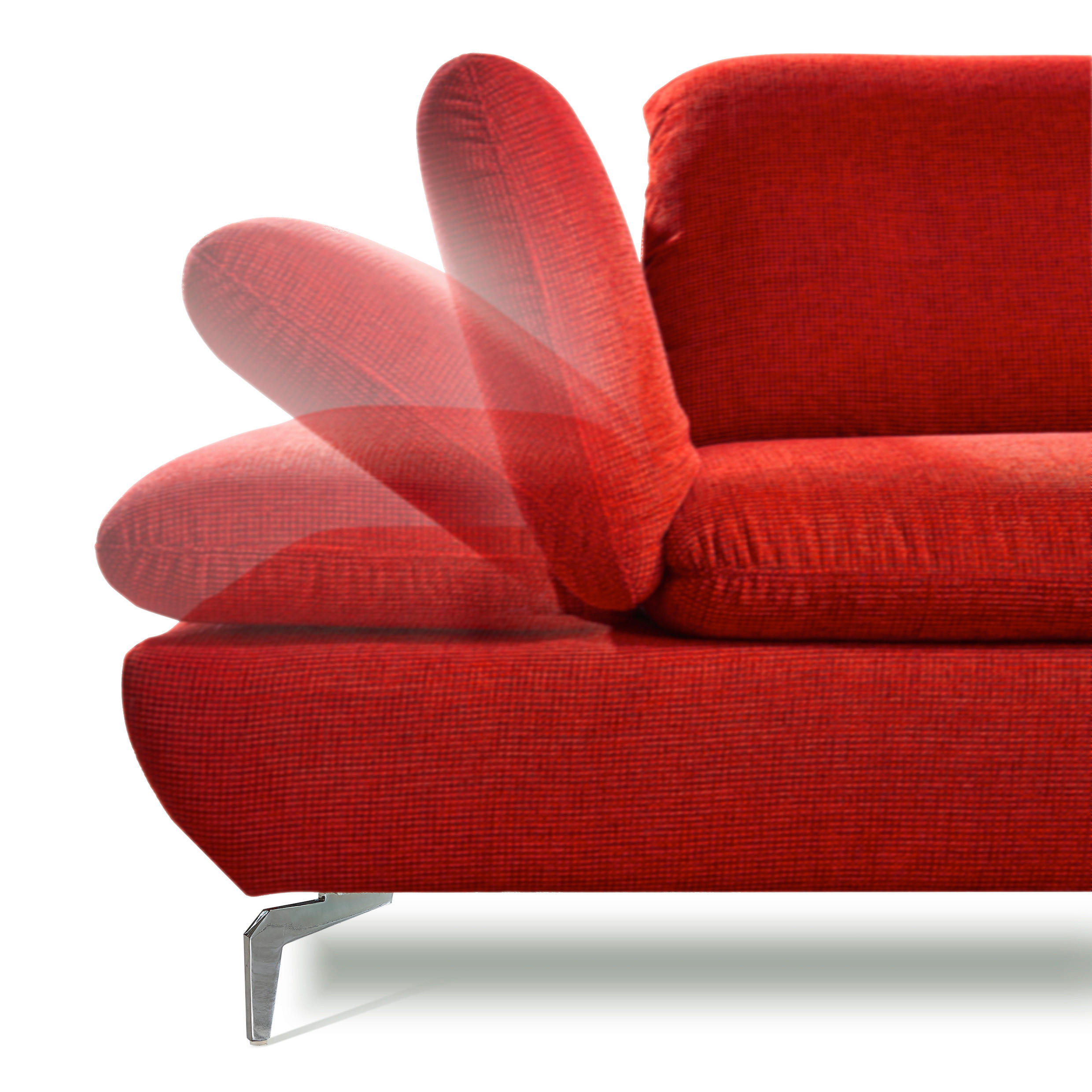 ECKSOFA in Echtleder Rot  200/315 cm  - Silberfarben/Rot, Design, Leder/Metall (200/315cm) - Chilliano