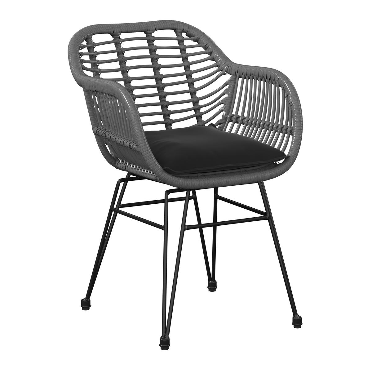 GARTENSESSEL Eisen Anthrazit, Schwarz, Dunkelgrau  - Dunkelgrau/Anthrazit, KONVENTIONELL, Kunststoff/Textil (56/80/60cm) - Ambia Garden