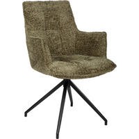 STOL MED ARMSTÖD järn chenille  - olivgrön/svart, Design, metall/trä (59/89,5/63cm) - Novel