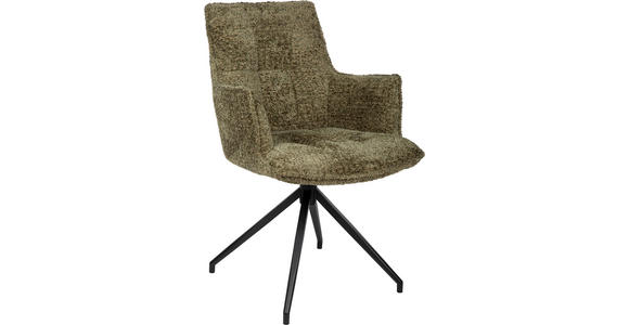 ARMLEHNSTUHL  in Eisen Chenille  - Schwarz/Olivgrün, Design, Holz/Textil (59/89,5/63cm) - Novel