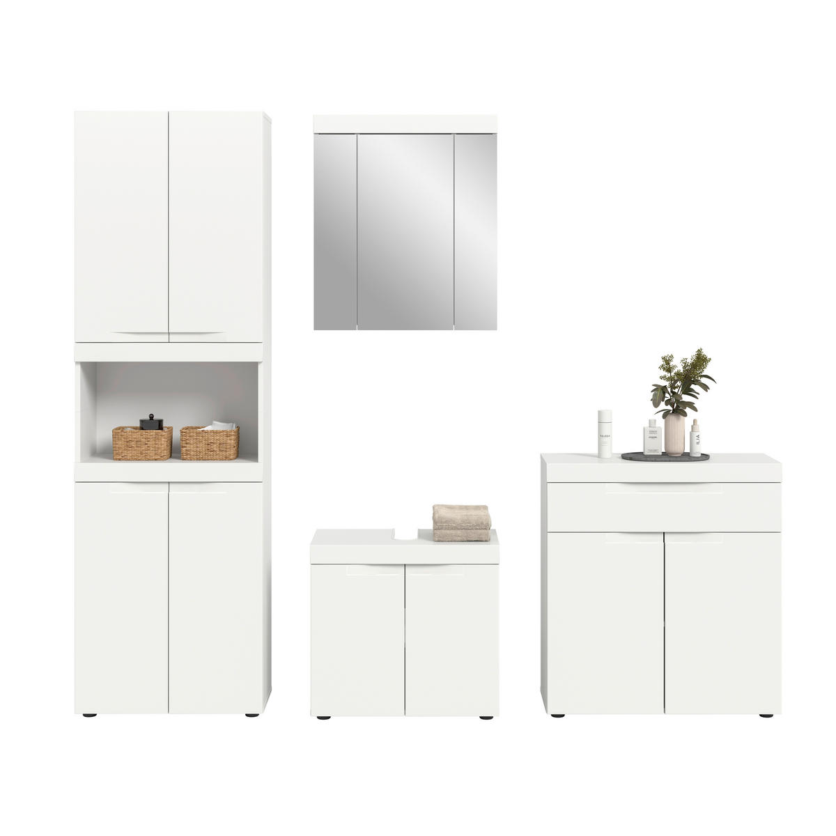 BADRUM 210 cm  - vit/svart, Trend, trämaterial/glas (210cm) - MID.YOU