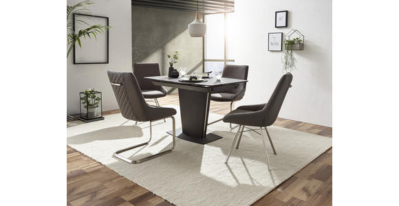 ESSTISCH in Metall, Glas, Keramik, Holzwerkstoff 120-160/85/76 cm - Schwarz/Grau, MODERN, Glas/Keramik (120-160/85/76cm) - Novel