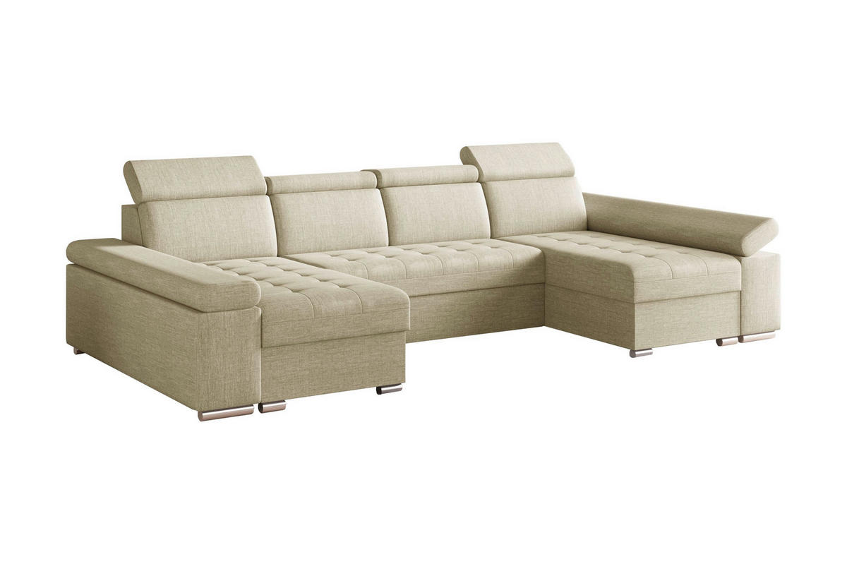 WOHNLANDSCHAFT TORONTO U Creme Webstoff  - Silberfarben/Creme, Design, Textil (168/330/168cm) - MID.YOU