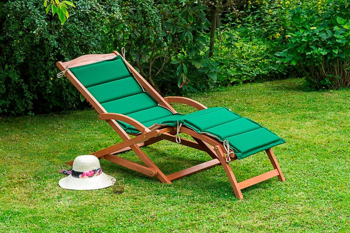 GARTENLIEGE 69/69/158 cm  - Eukalyptusholzfarben/Beige, KONVENTIONELL, Holz/Textil (69/69/158cm) - Gardenson