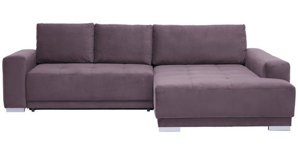 ECKSOFA inkl. Funktionen  in Flachgewebe Rotbraun  293/195 cm  - Rotbraun/Silberfarben, Design, Holz/Textil (293/195cm) - Cantus