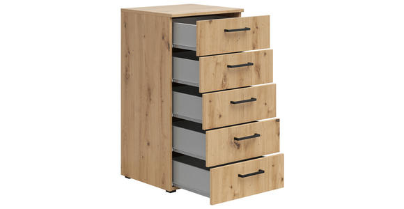 KOMMODE 45/83/40 cm in Eiche Artisan - Anthrazit/Schwarz, MODERN, Holzwerkstoff/Kunststoff (45/83/40cm) - Carryhome