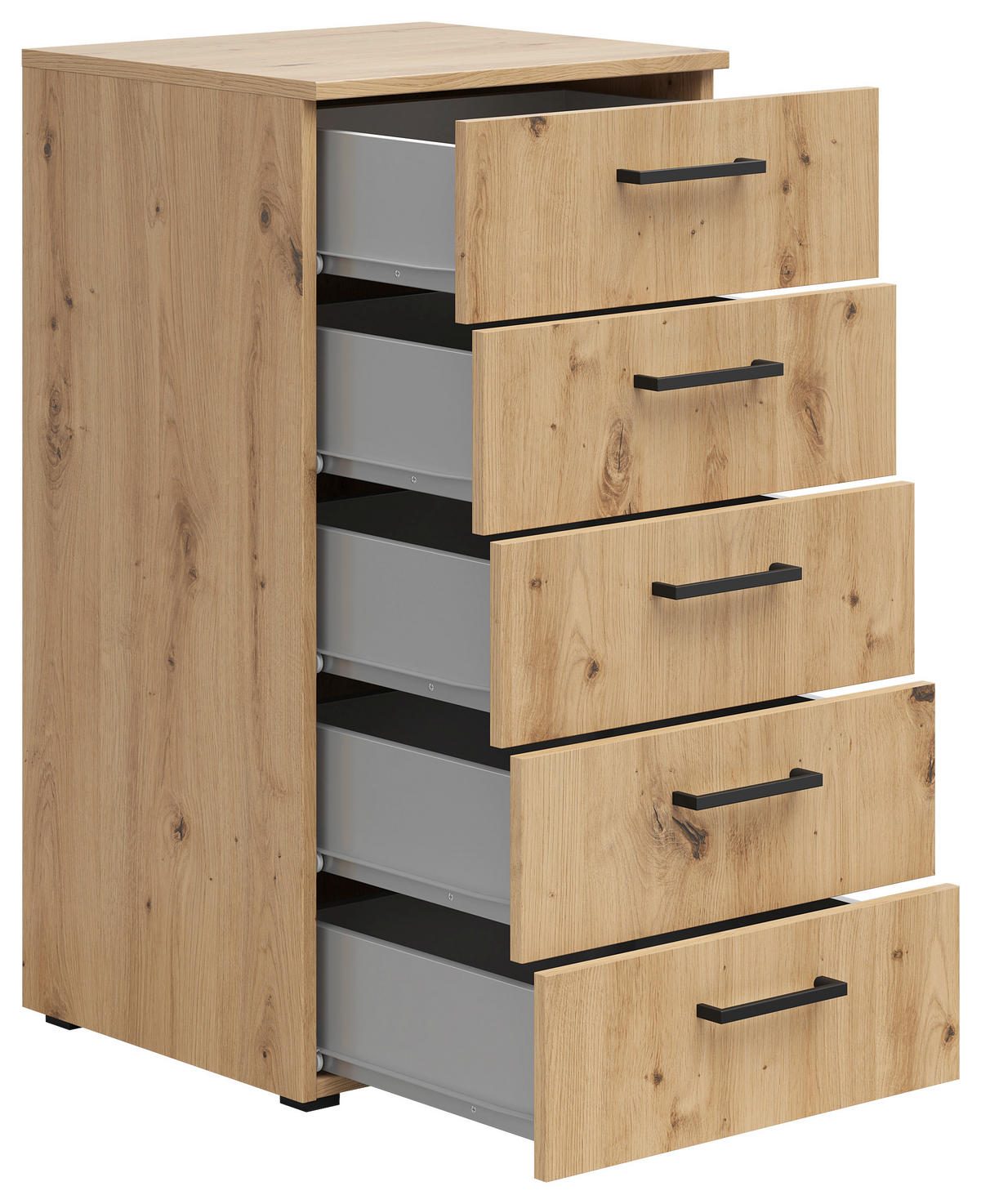 KOMMODE 45/83/40 cm  in Eiche Artisan  - Anthrazit/Schwarz, Modern, Holzwerkstoff/Kunststoff (45/83/40cm)