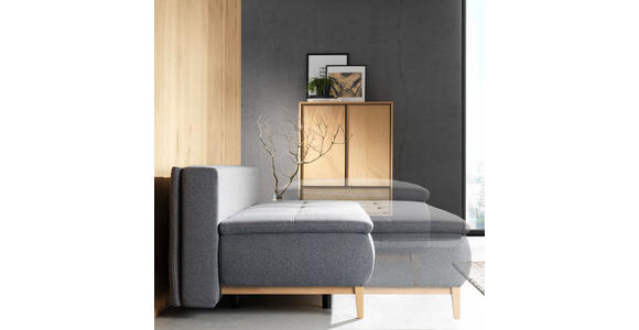 BOXSPRINGSOFA in Webstoff Türkis - Türkis/Eichefarben, Design, Holz/Textil (202/78/93/100cm) - Venda