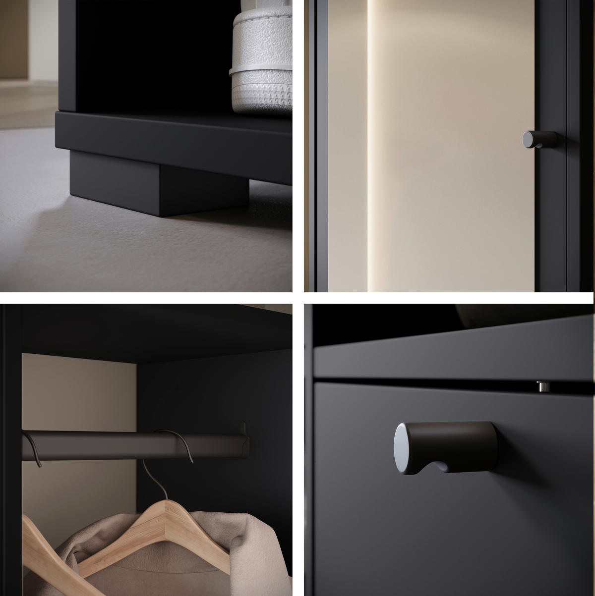 GARDEROBE  in 90/190/33 cm  - Schwarz, Trend, Holzwerkstoff (90/190/33cm) - MID.YOU