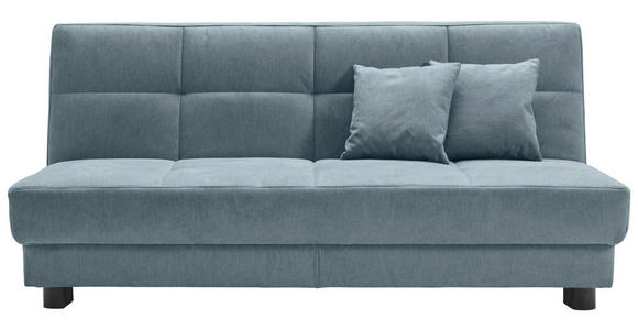 SCHLAFSOFA Mikrovelours Hellblau  - Schwarz/Hellblau, KONVENTIONELL, Textil/Metall (185/85/100cm) - Carryhome