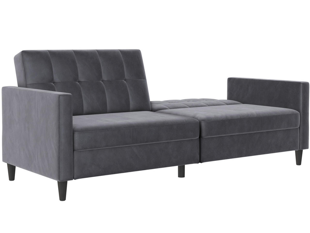 SCHLAFSOFA HANNOVER in Samt Anthrazit Vintage, Skandinavisch, Modern  - Anthrazit/Schwarz, Basics, Kunststoff/Textil (203/82/83cm) - Livetastic
