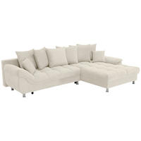 ECKSOFA ERICE in Flachgewebe, Mikrofaser Creme  312/198 cm  - Chromfarben/Creme, Design, Kunststoff/Textil (312/198cm) - Livetastic