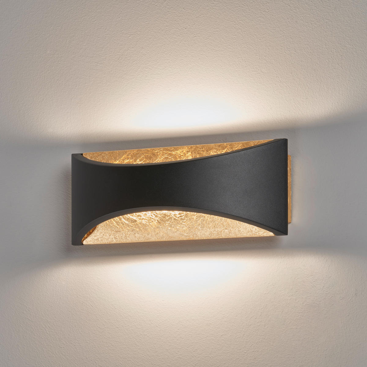 LED-WANDLEUCHTE - Goldfarben/Schwarz, Design, Metall (9/22.5/7.7cm) - Fischer & Honsel