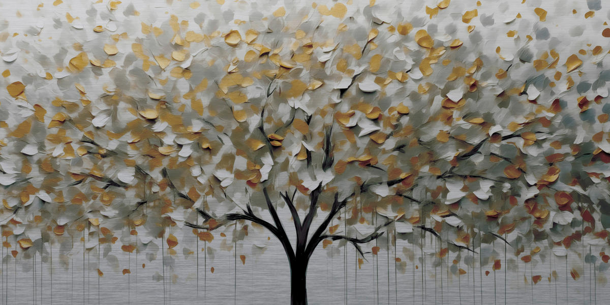 ALUMINIUMBILD Bäume  - Multicolor, Basics, Metall (100/50/2cm) - Euroart