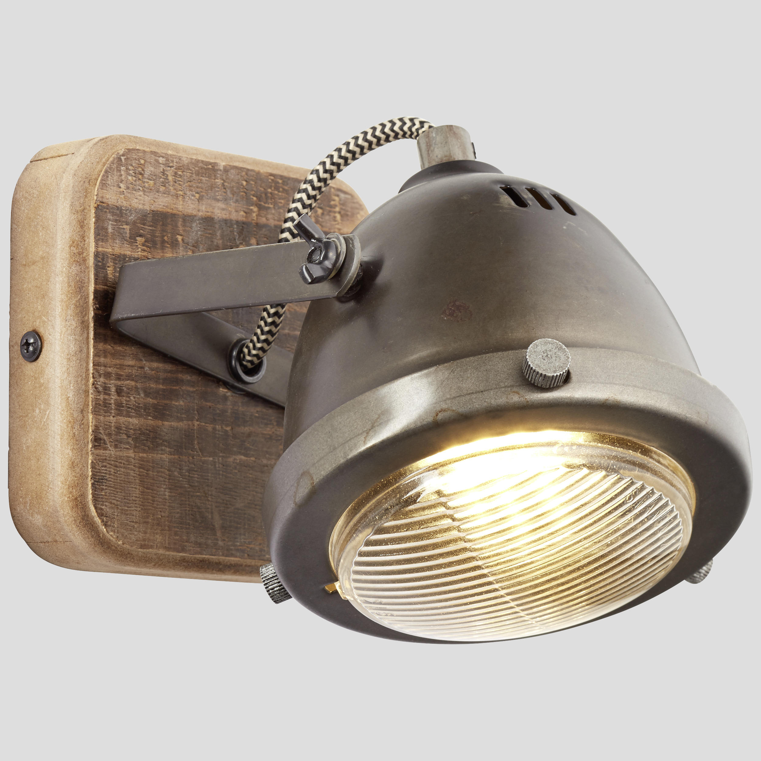 WANDLEUCHTE CARMEN - Braun, Trend, Holz/Metall (12,5/12/9cm)
