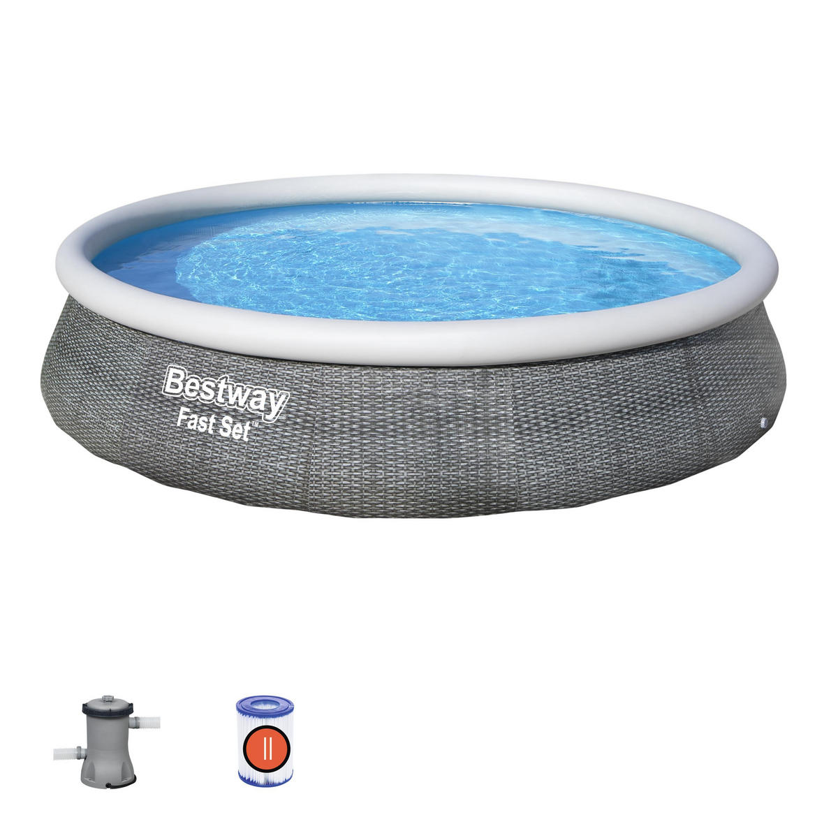 POOL 396/84 cm  - vit/blå, Klassisk, plast (396/84cm) - Bestway