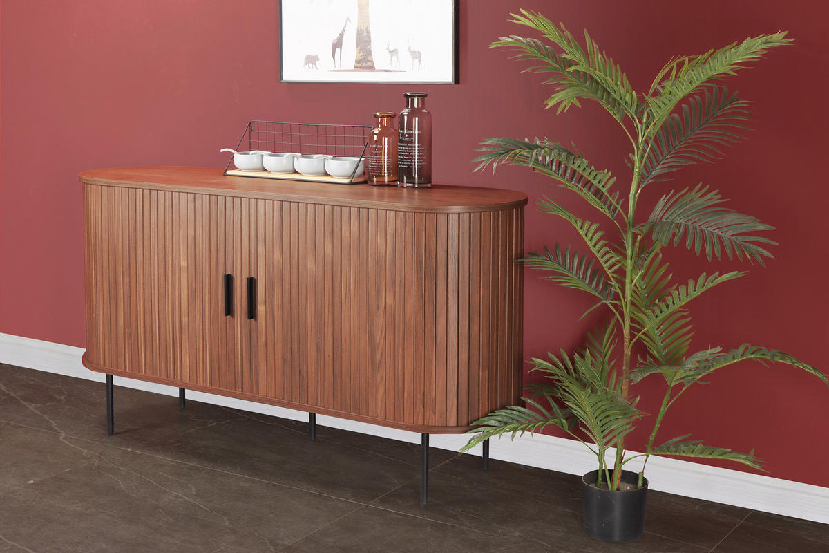 SIDEBOARD  in 140/76/40 cm  - Walnussfarben/Schwarz, Design, Holzwerkstoff/Metall (140/76/40cm) - Livetastic