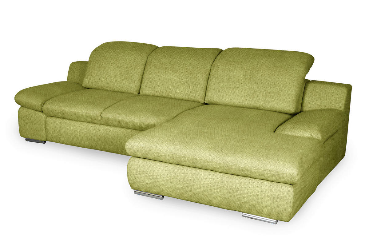 ECKSOFA in Chenille Grün  286/165 cm  - Chromfarben/Grün, Design, Textil/Metall (286/165cm) - Livetastic