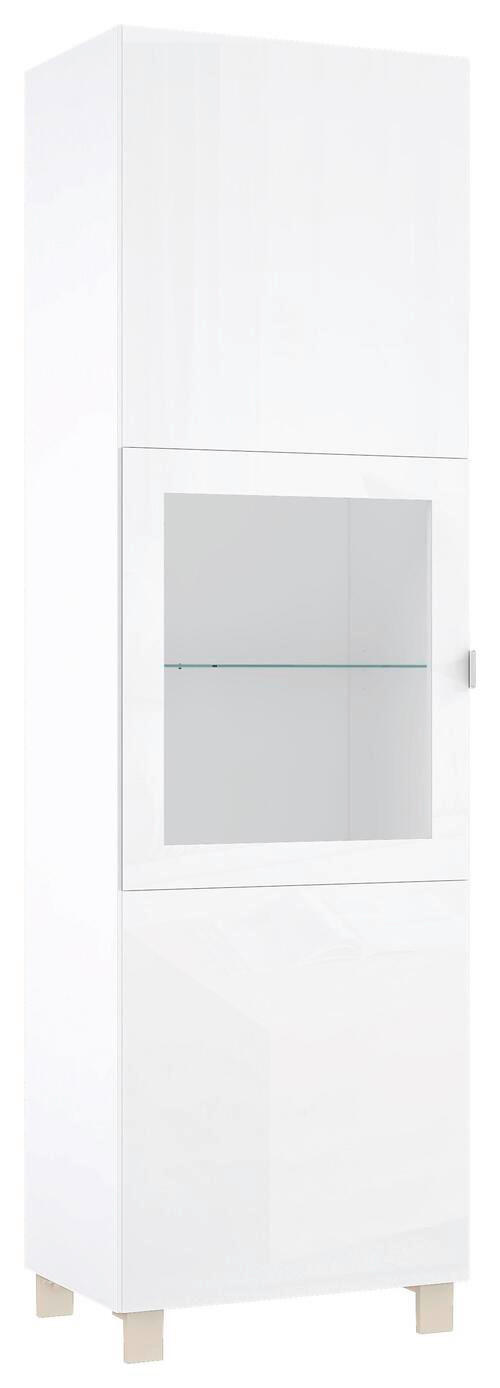 VITRINE Weiss 60/203,5/41,5 cm - Weiss/Edelstahlfarben, Design, Glas/Holzwerkstoff (60/203,5/41,5cm) - Hom`in