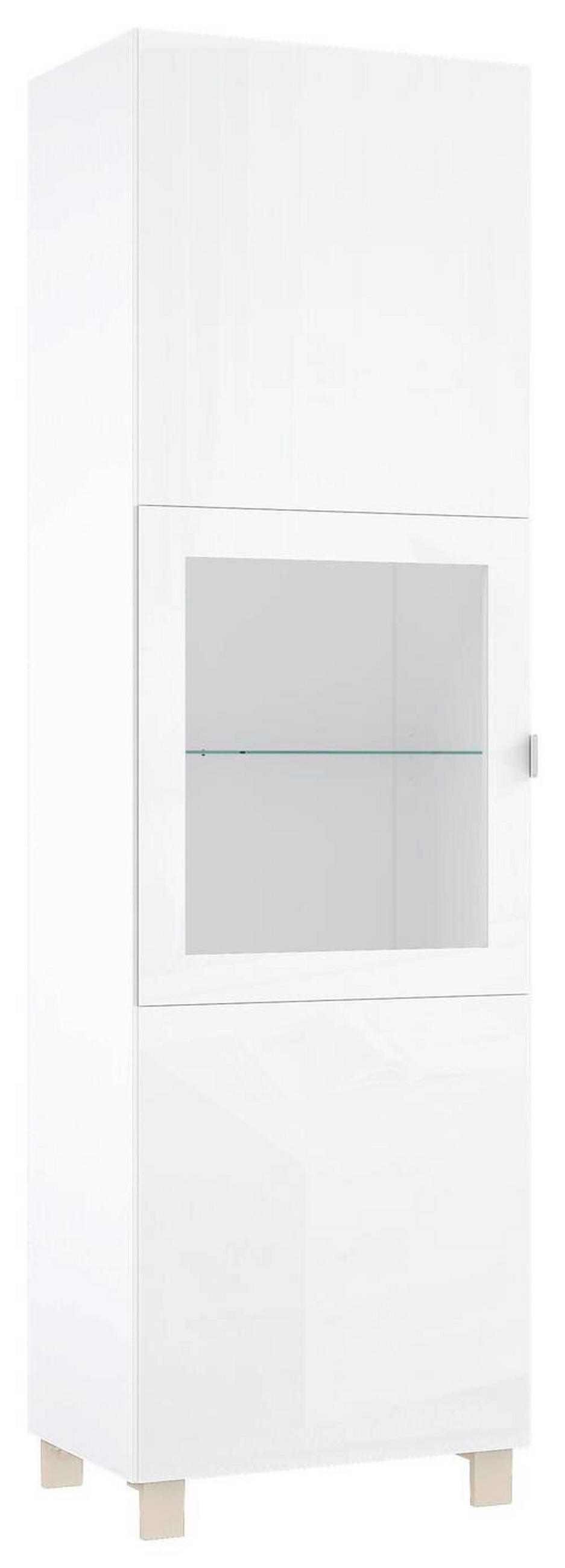 VITRINE in Weiß  - Edelstahlfarben/Champagner, Design, Glas/Holzwerkstoff (60/203,5/41,5cm) - Hom`in