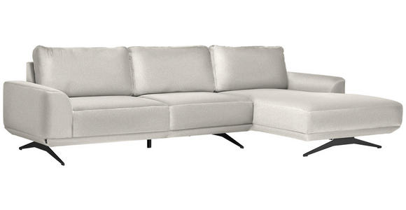 ECKSOFA in Webstoff Creme  - Creme/Schwarz, Design, Textil/Metall (320/172cm) - Valnatura