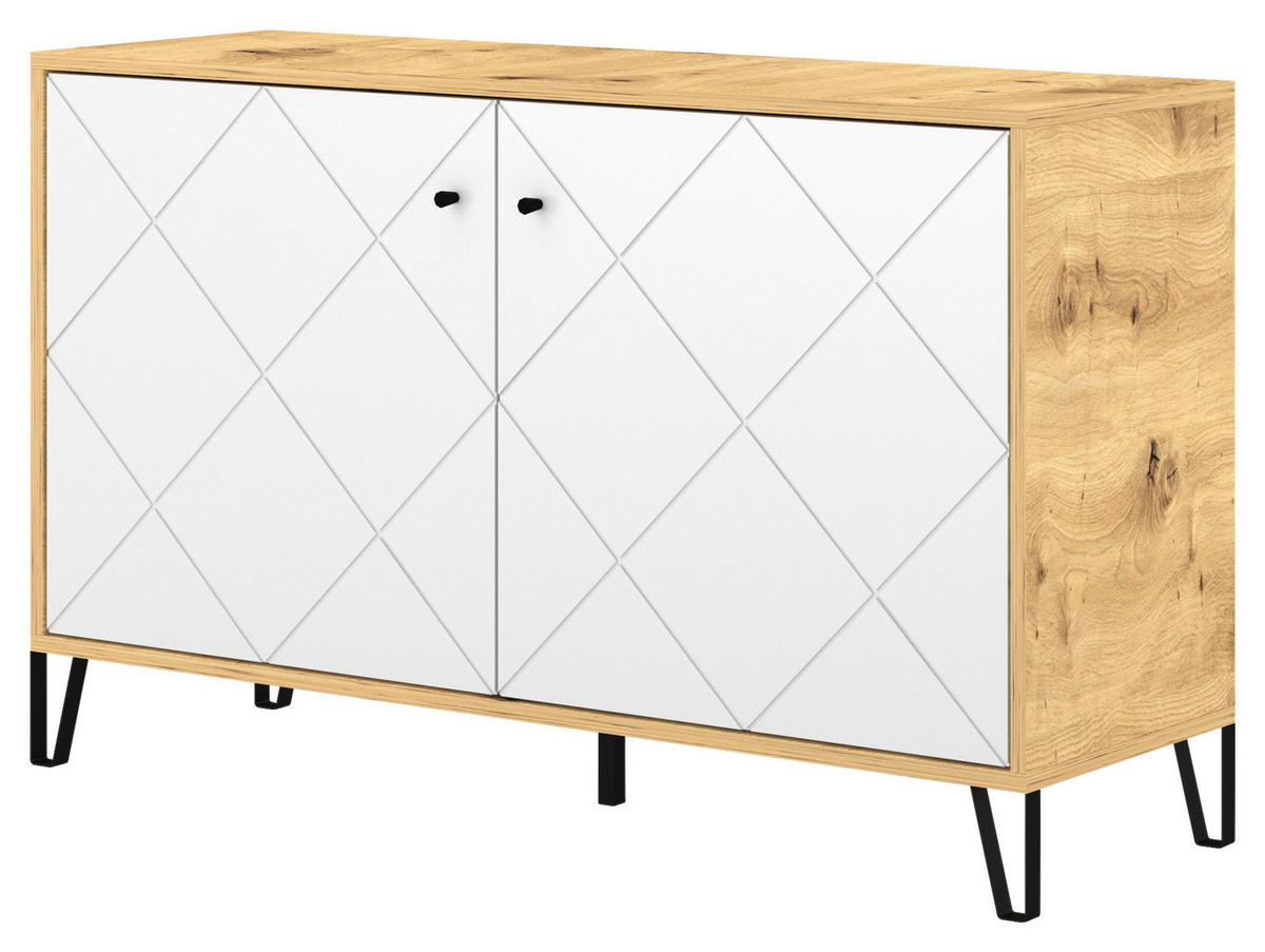 KOMMODE  in 123,4/75,2/40 cm  - Schwarz/Weiß, Design, Holzwerkstoff/Metall (123,4/75,2/40cm) - Boxxx