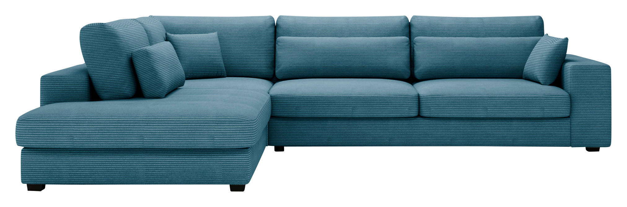 ECKSOFA in Cord Blau  - Blau/Schwarz, Konventionell, Kunststoff/Textil (250/314cm) - Carryhome