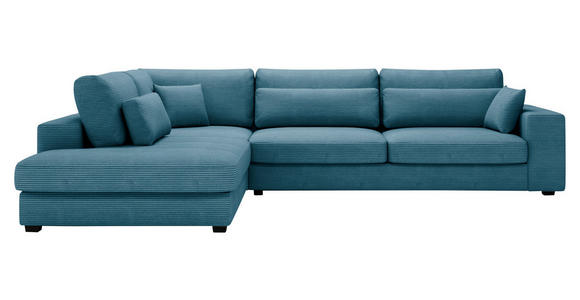 ECKSOFA in Cord Blau  - Blau/Schwarz, KONVENTIONELL, Kunststoff/Textil (250/314cm) - Carryhome